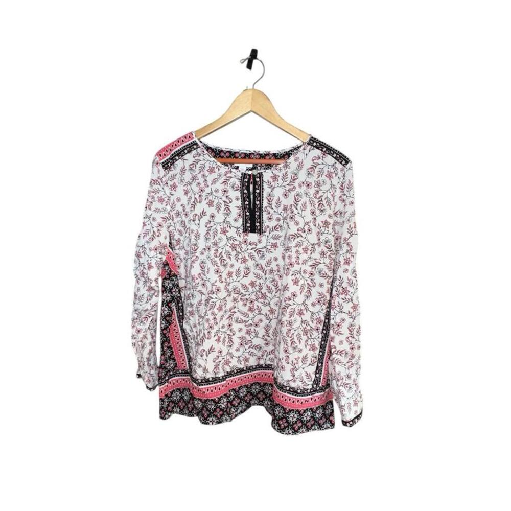J Jill AB10 Boho Peasant Coquette Floral Women's XL blouse